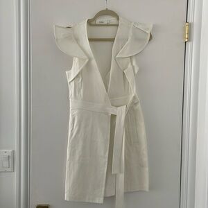 White ALC flutter sleeve mini wrap dress